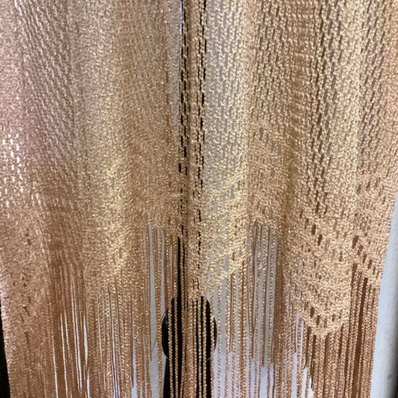 S.L. Fashions Women's Gold Metallic Crochet Fringe Hem Cover-up Kimono Large - Picture 7 of 7